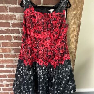 Floral Red and Black Women’s Dress